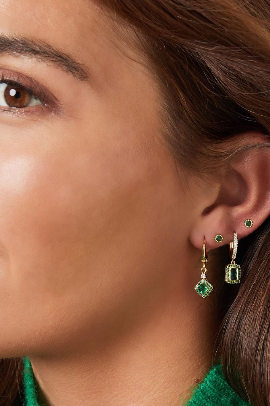Boucles d'oreilles carrées avec zircon - Sparkle Collection Cuivré h5Image2